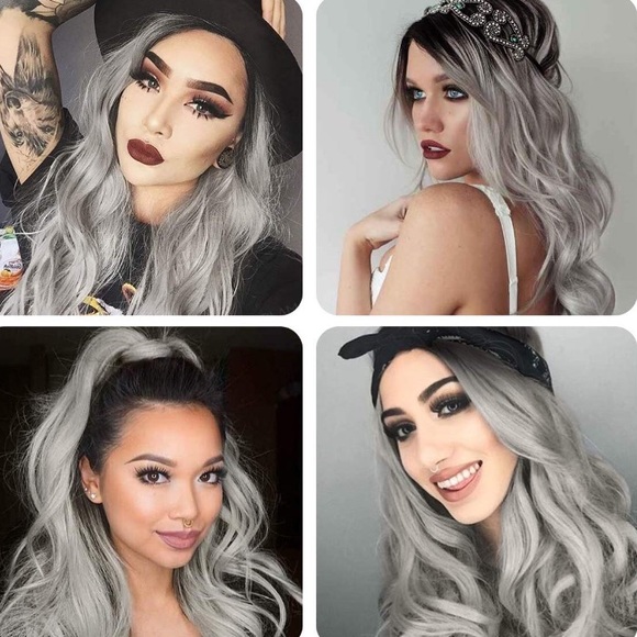 - 💫KIZZA 24” GREY OMBREBODY WAVY LACE FRONT WIG💫